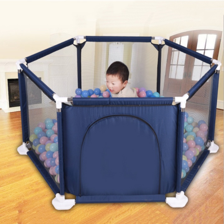 Quây Bóng Cho Bé Khung Inox Hình Lục Giác - Quây Cũi Nhà Bóng Cho Bé Có Ném Bóng Rổ - Hàng nhập khẩu