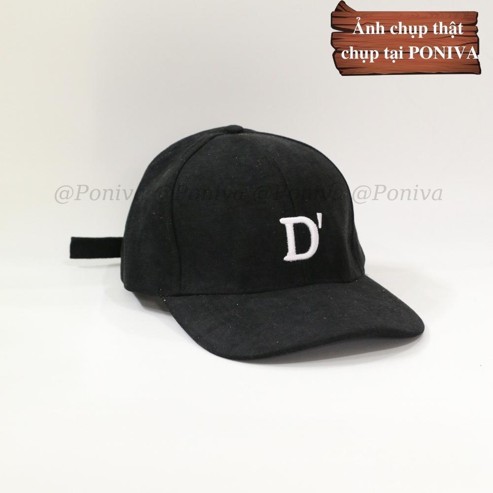 Mũ lưỡi trai ❤️ Nón kết thêu chữ D' chất nhung mịn form unisex D636 phong cách Ulzzang Thời trang PONIVA siêu hot