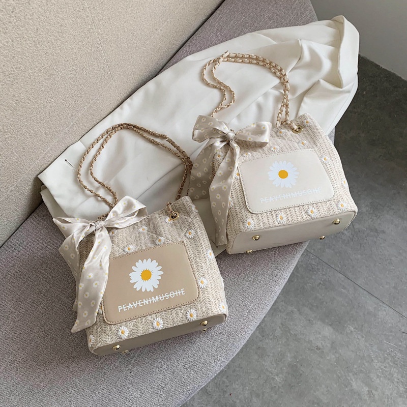 Túi Tote đeo vai nữ chất vải phối hoa cúc đi học B58-10343 | BigBuy360 - bigbuy360.vn