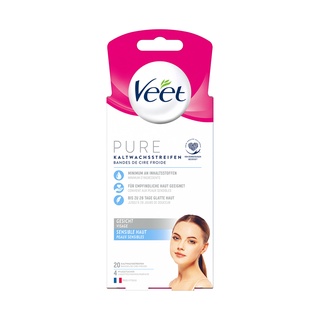 Miếng wax Veet cho vùng mặt hộp 20 dải sáp 4 gói khăn dưỡng da