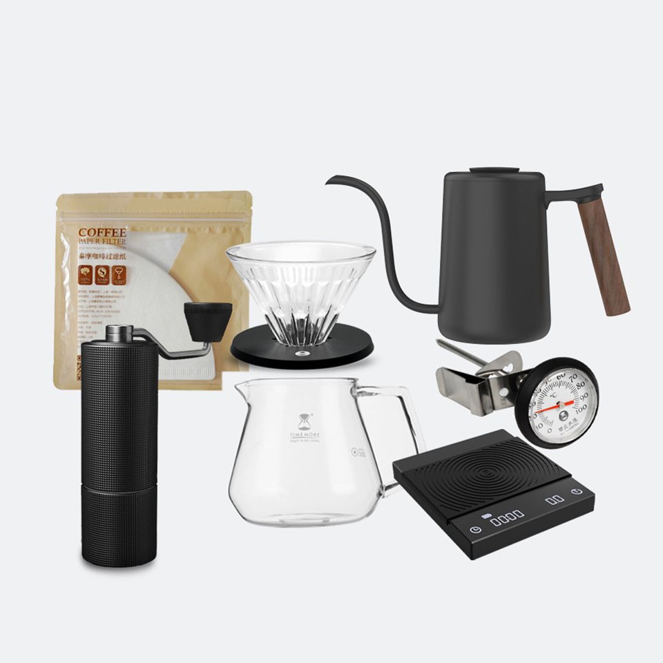 Combo V60 Timemore Black thông dụng | Dụng cụ Pour-Over Timemore chính hãng