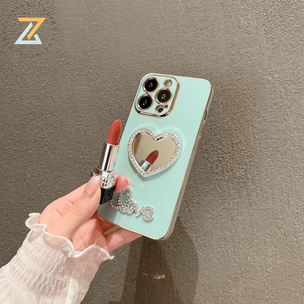 Zymello ốp lưng Realme C35 Realme C11 2021 Realme C21Y C25Y C12 C15 C20 C25 C25S Realme 5 5s 5i 6i C3 Vỏ điện thoại mạ điện gương tình yêu thời trang