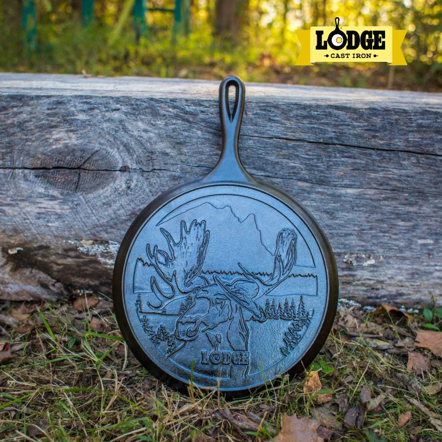 [Chính hãng LOGDE - MỸ] Chảo gang đúc, đáy hình nai sừng tấm Lodge 26.67 cm - L9OGWLMO. Dùng chiên, rán, áp chảo, nướng.