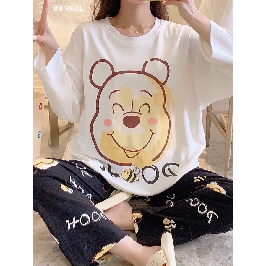 Đồ Bộ Mặc ở Nhà Bộ Đồ Ngủ Nữ Quần Dài Pijama Thun Lạnh Đẹp [CODE 25-28] Freesize Từ 45-60Kg - BB REAL | BigBuy360 - bigbuy360.vn