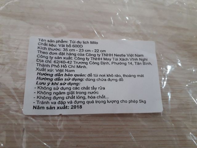 TÚI DU LỊCH MILO