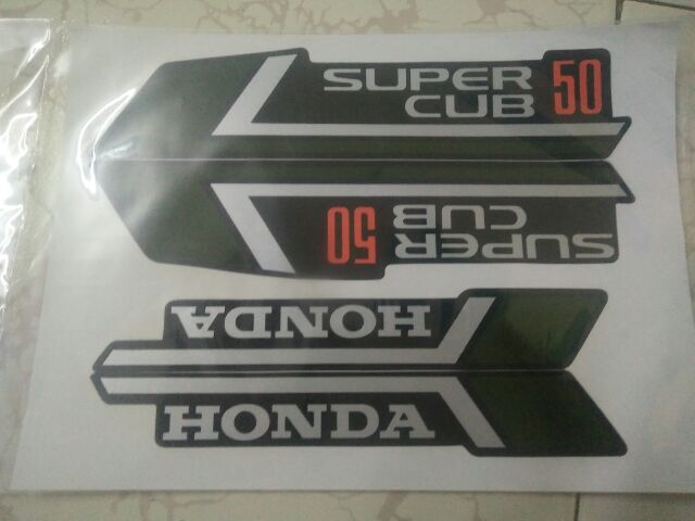 Bộ tem Honda Super cub 50 màu xanh nhớt