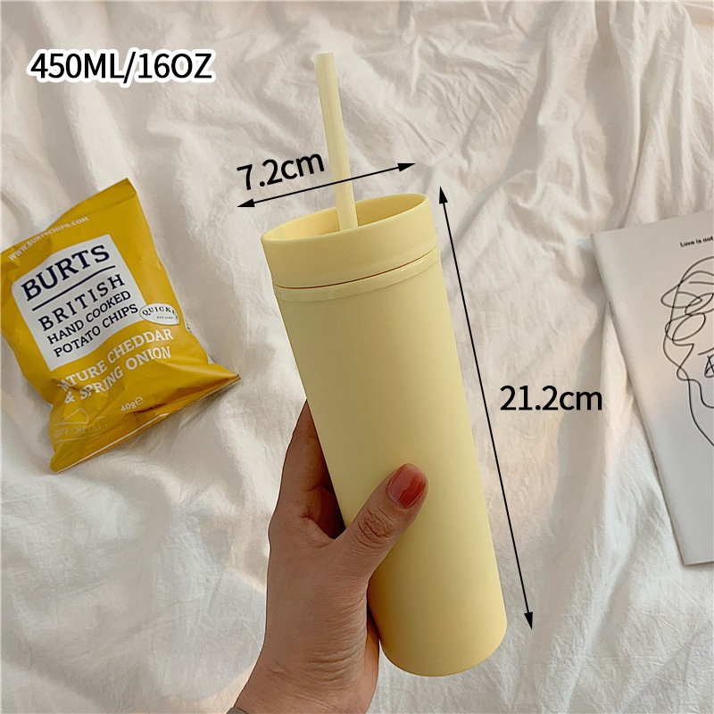 Bình Nước 450ml Kèm Ống Hút Màu Sắc Ngọt Ngào