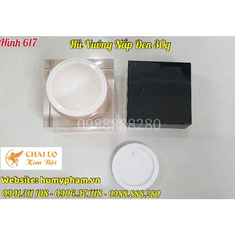 Hủ Đựng Kem Face - HỦ VUÔNG NẮP ĐEN 30g