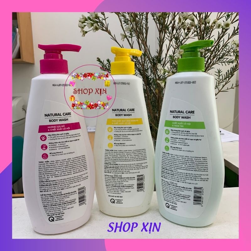 Sữa tắm Pharmacity Natural Care Body Wash Natural Care 550ml,, 3 Mùi Hương