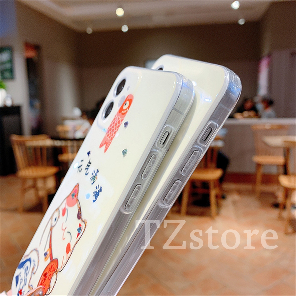 Ốp Lưng Họa Tiết Mèo May Mắn Đính Đá Thời Trang Cho Iphone 12 Mini 12 Pro Max 11 Pro Max X Xs Xr Xsmax 8 7 6 6s Plus Se 2020