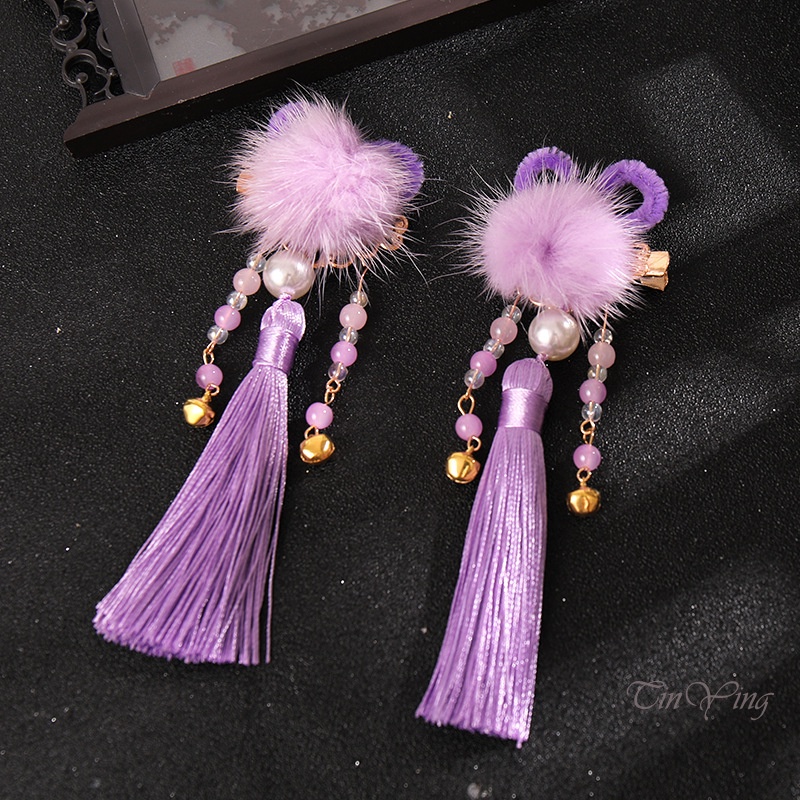 GETNOIVAS Set 2 kẹp tóc tua rua phong cách Trung Hoa cổ điển dễ thương cho nữ