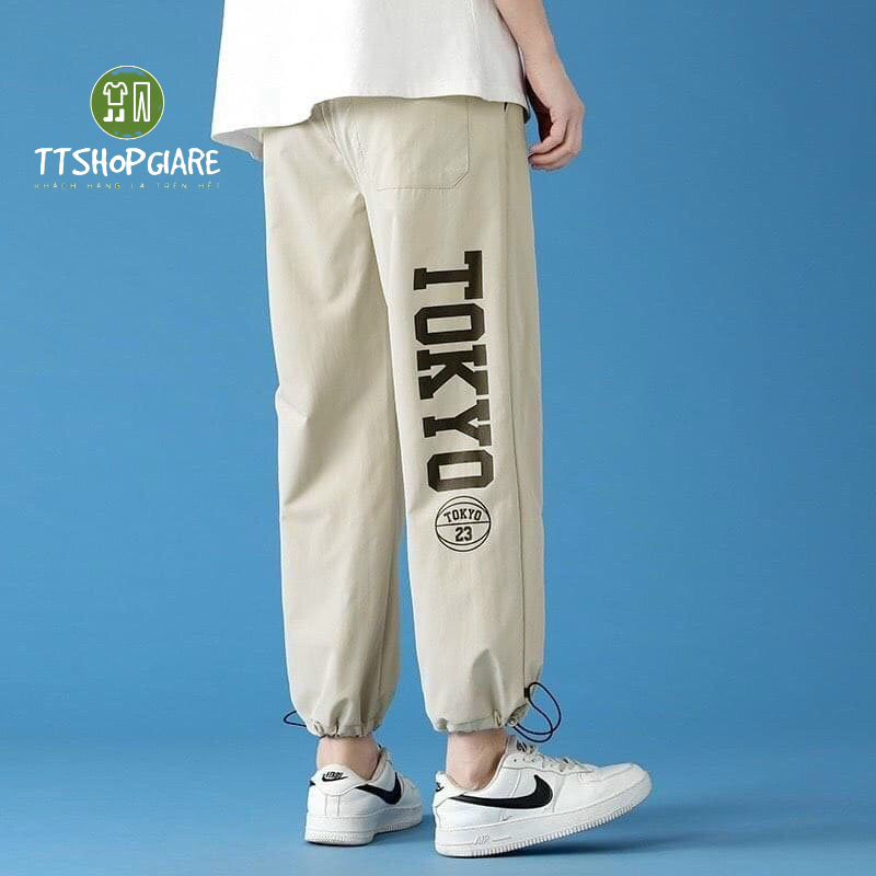 Quần jogger kaki túi hộp dán gấu form nam nữ
