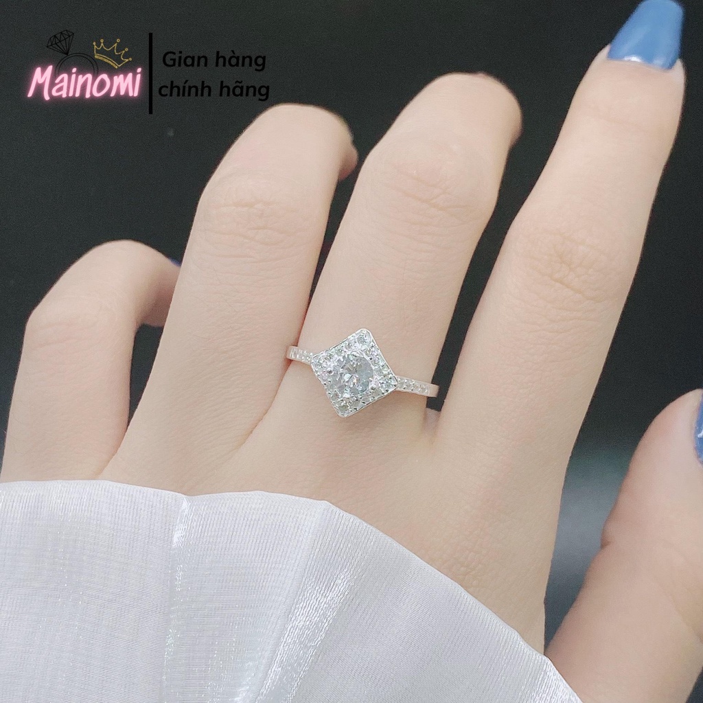 Nhẫn nữ hình thoi đính đá cao cấp MAINOMI sang xịn mã kèm quà tặng