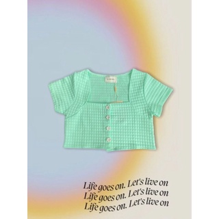 Croptop 4 cúc hoa chất vải xốp