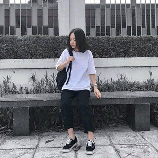 < FREESHIP > Set Áo Trắng phối Quần Kaki Đen [ Form UNISEX ]