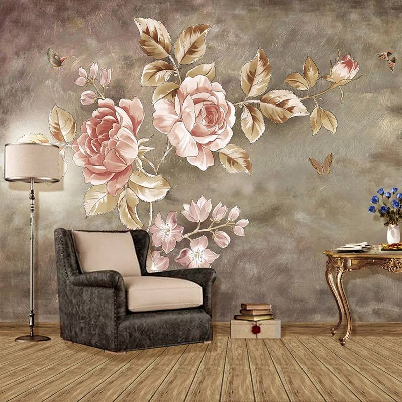 Tranh sơn dầu vải Canvas chống thấm nước in hình hoa 3D phong cách châu Âu