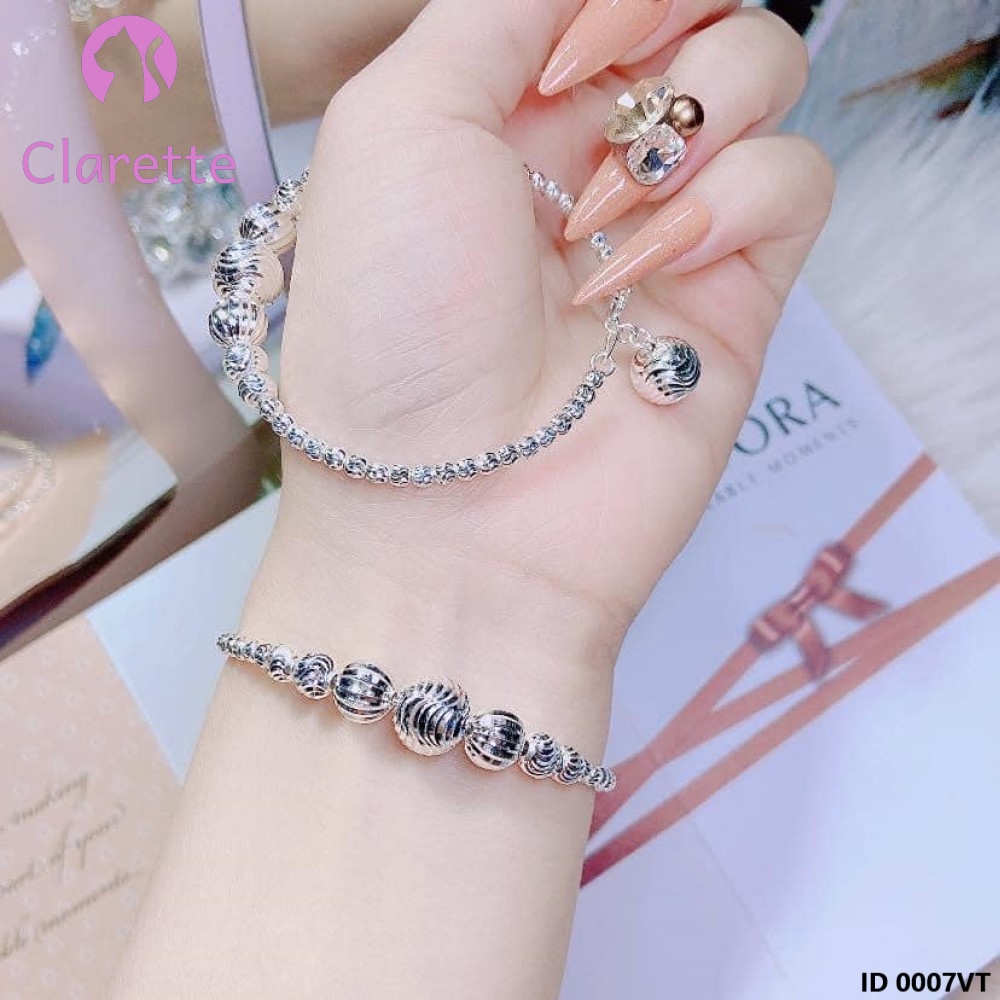 Vòng tay bạc bi mix bi xoắn Clarette 0007VT