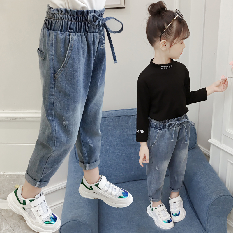 Quần Jean Denim Lưng Cao Co Dãn Dùng Cho Bé Gái (3-12 Tuổi)