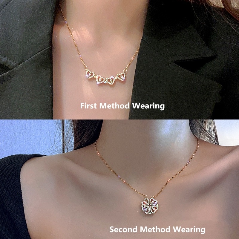 Vòng cổ Hình Trái Tim Từ Tính 2 Trong 1 Sáng Tạo Thời Trang