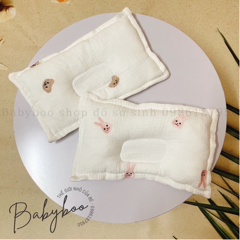 Gối bông thêu thoáng khí cho bé sơ sinh shop bố bống