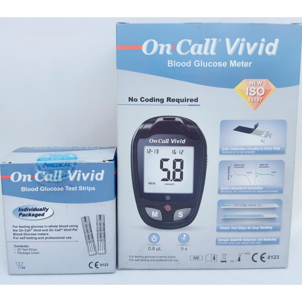 Máy đo đường huyết On-Call Vivid tặng hộp 25 que thử