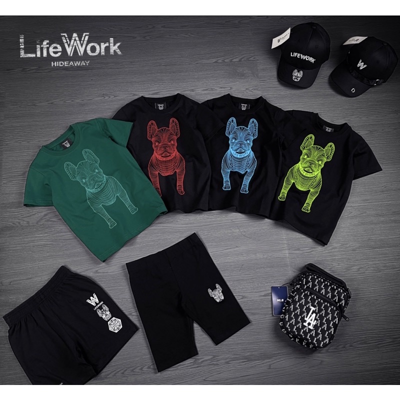 Áo Lifework trẻ em, áo T shirt hè thu chó LW 3D mẫu mới 2022 2023 hàng cotton FULL TAG