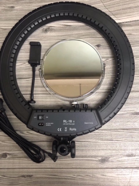 Đèn LED Livestream 45cm (60W) RL-18II kèm gương + chân đèn 2m1 + kẹp điện thoại mẫu mới