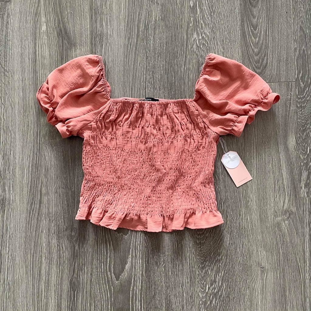 Áo Croptop Nữ BLASHE Smoocking Phồng Tay VNXK