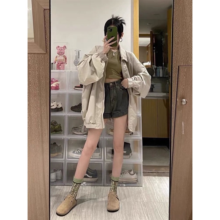 Áo Khoác Dáng Dài Rộng Chống Gió Thời Trang Cho Nữ