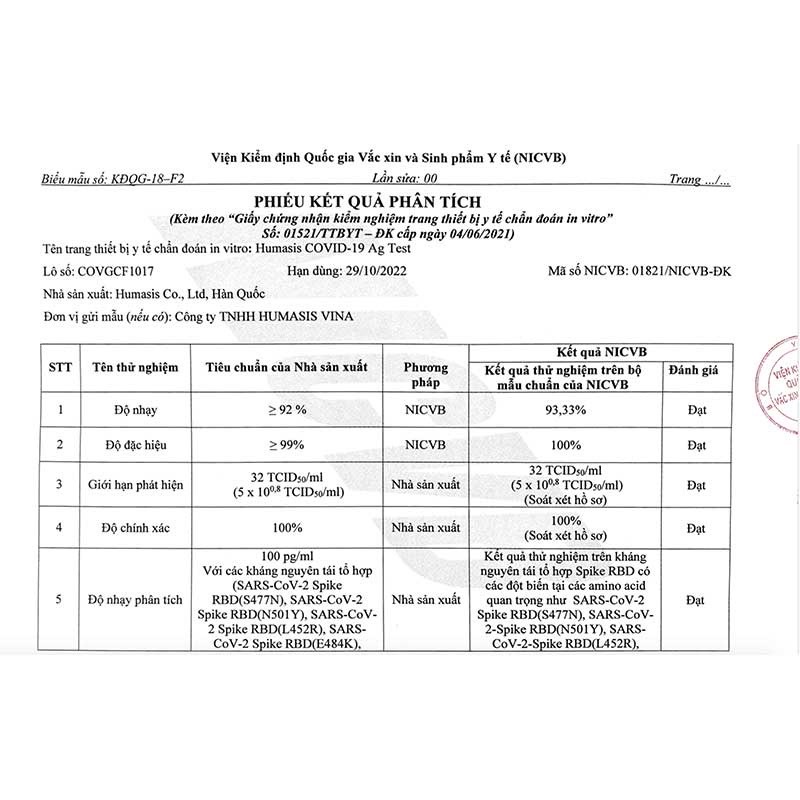Que Test nhanh Tại Nhà Humasis Hàn Quốc