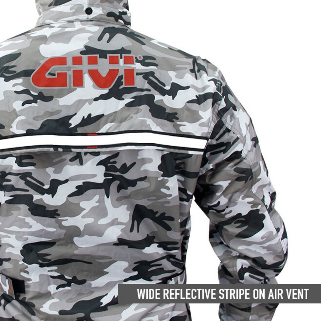 Áo Mưa Bộ Có Nón Và Túi Bên Trong Givi Camo Rằng Ri Xám Chrunix