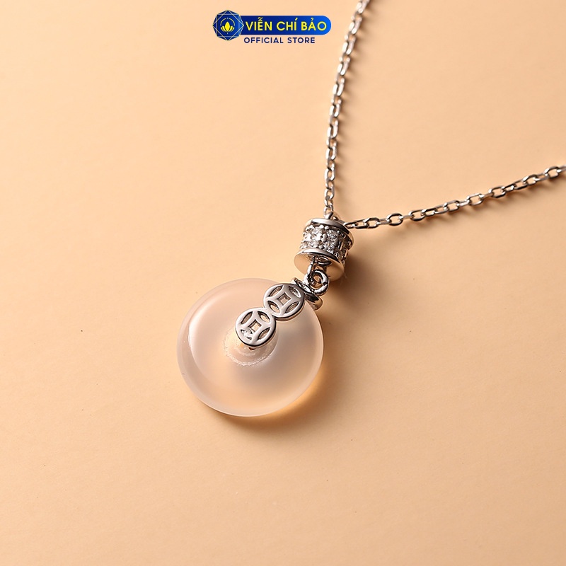 Dây chuyền bạc nữ kim tiền đồng điếu đá bạc Thái 925 thời trang nữ phụ kiện trang sức nữ Viễn Chí Bảo D000156