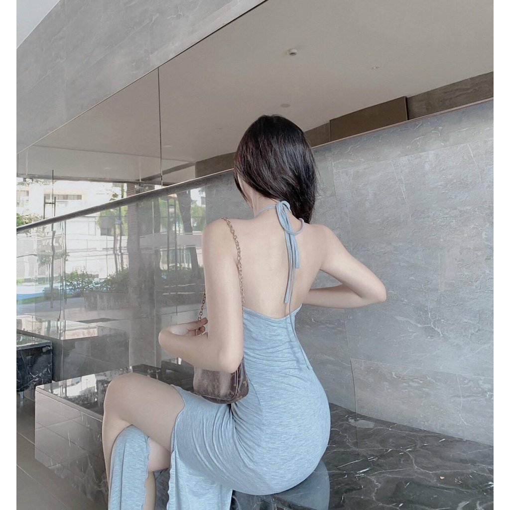 Đầm Body Cổ Yếm Hở Lưng Xẻ Trước Thun Borip Thích Hợp Mặc Đi Tiệc Đi Làm Đi Chơi Phù Hợp Với Mọi Phong Cách