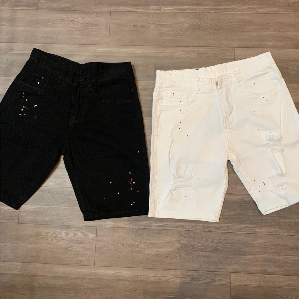 (FREESHIP50K)_Quần short jean nam thêu logo vẩy sơn 2 màu trắng đen mẫu mới 2020 cao cấp | BigBuy360 - bigbuy360.vn