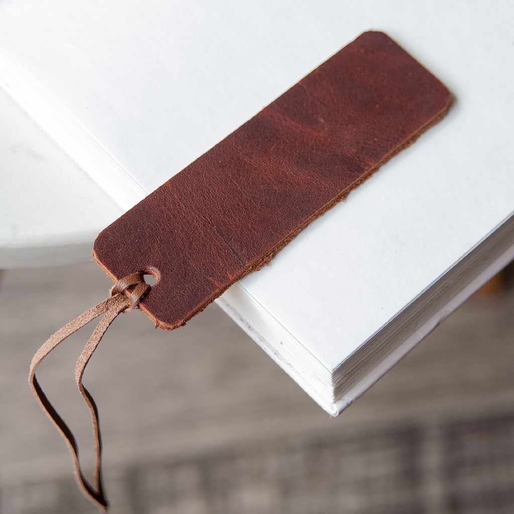 Bookmark Thẻ đánh dấu trang sách Da bò tự nhiên Square-basic
