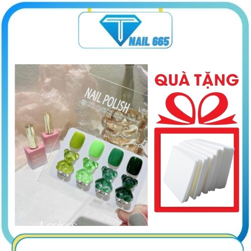 [ TẶNG CHARM GẤU GẮN MÓNG NAIL ] Sét sơn gel móng tay nail , Sơn móng tay nail  4 màu tặng bảng màu xinh