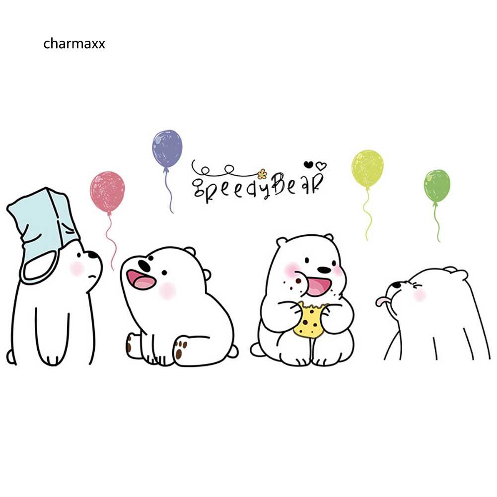 Nhãn dán tường hoạt tiết gấu hoạt hình dễ thương trang trí không gian gia đình | BigBuy360 - bigbuy360.vn