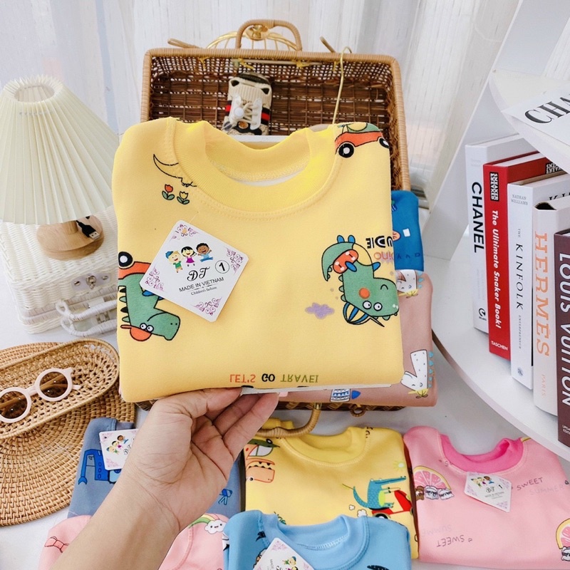 Đồ bộ quần áo dài tay cho bé chất nỉ bông K010