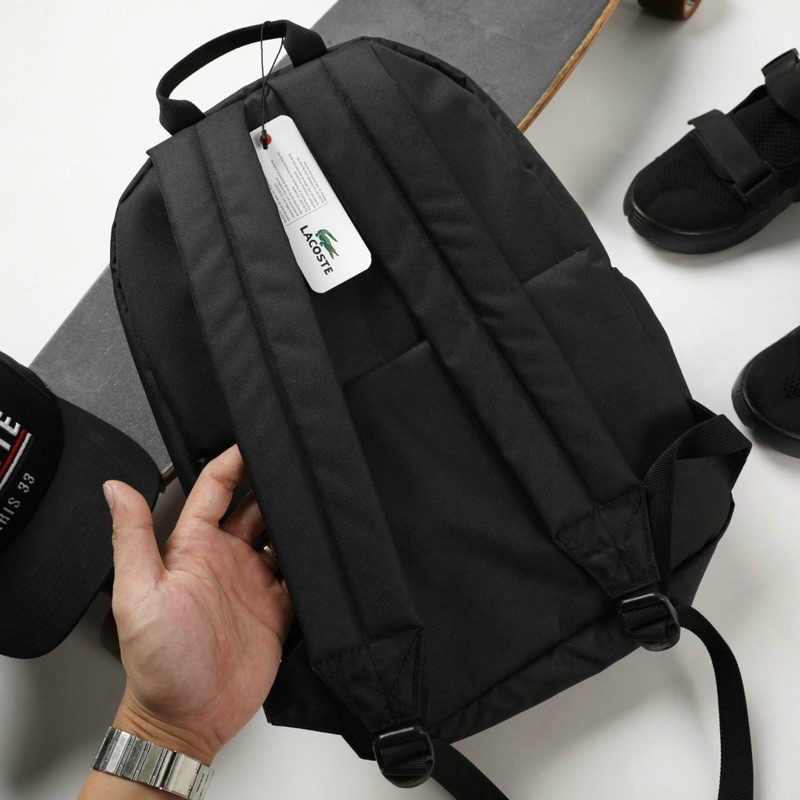 TNS-Balo form vuông hottrend phong cách thể thao có ngăn laptop Lacoz backpack-unisex màu đen chữ ký độc đáo