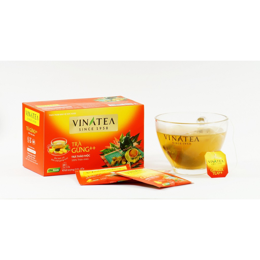 Trà vinatea gừng túi lọc hộp 40gram 20 gói thanh lọc cơ thể chống lạnh bụng hỗ trợ tiêu hóa | BigBuy360 - bigbuy360.vn