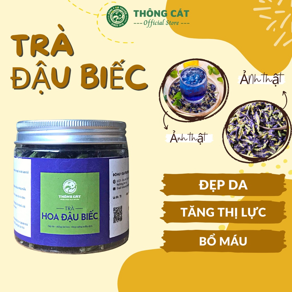 Trà Hoa Đậu Biếc sấy khô THÔNG CÁT 1918 thanh nhiệt giải độc, detox cơ thể , giảm  nếp nhăn, chống lão hóa da