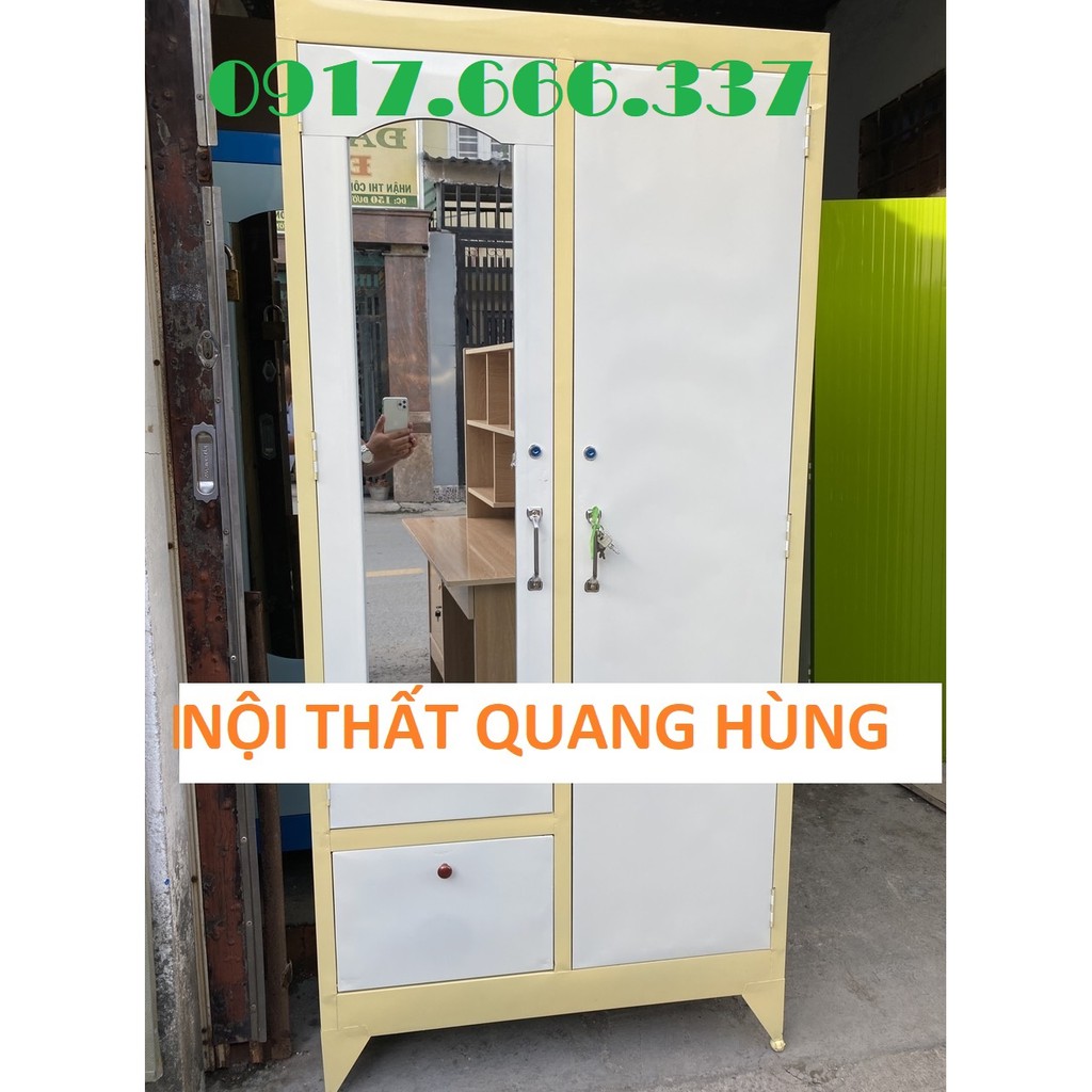 Tủ sắt 2 cánh sơn dầu cao 1m4 màu vàng giá rẻ - miễn phí vận chuyển HCM