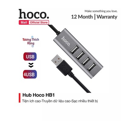 HUB 4 cổng USB Hoco HB1 / HB1A tương thích cao chất liệu vỏ hợp kim nhôm cao cấp