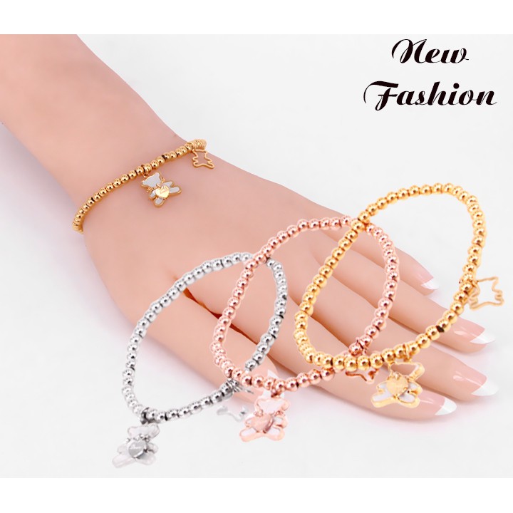 Lắc tay nữ titan kiểu bi + con gấu siêu cute - Đem lại đẳng cấp sang trọng quý phái cho người đeo