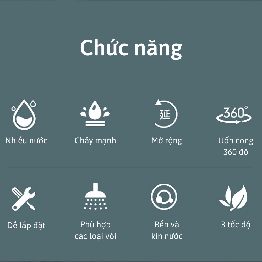 Vòi rửa bát tự động tăng áp 3 chế độ nước, kèm phụ kiện nối với tất cả các loại vòi NANALI STORE