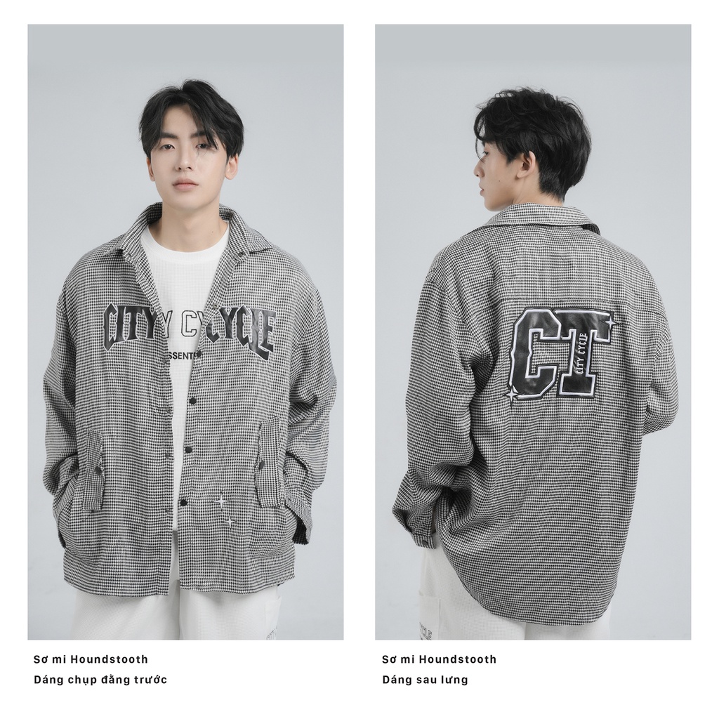 Áo sơ mi local brand Houndstooth City Cycle vải typsy form rộng nam nữ oversize unisex