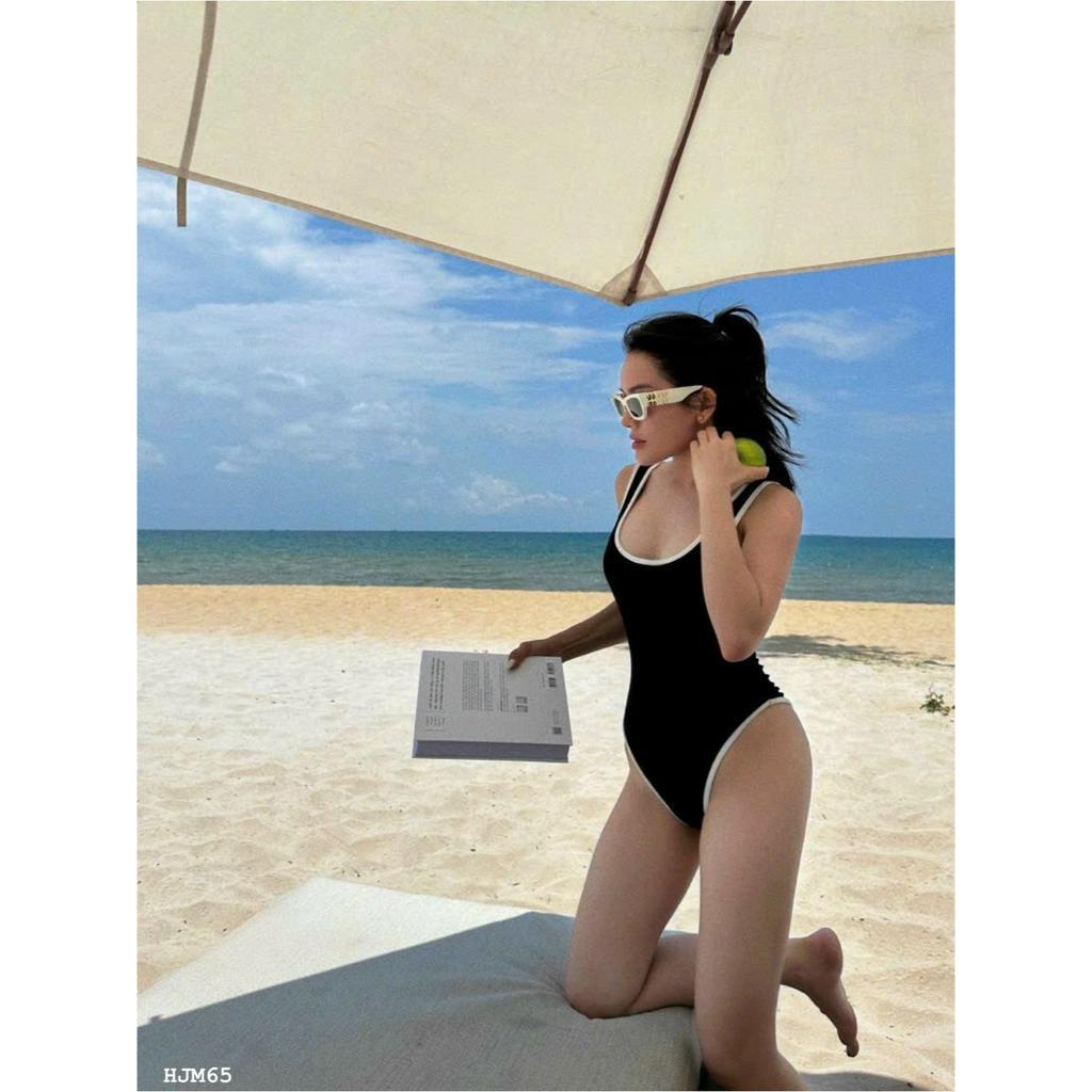 Đồ bơi liền Jumpsuit Thun Lạnh cao cấp viền trắng đi biển 2023