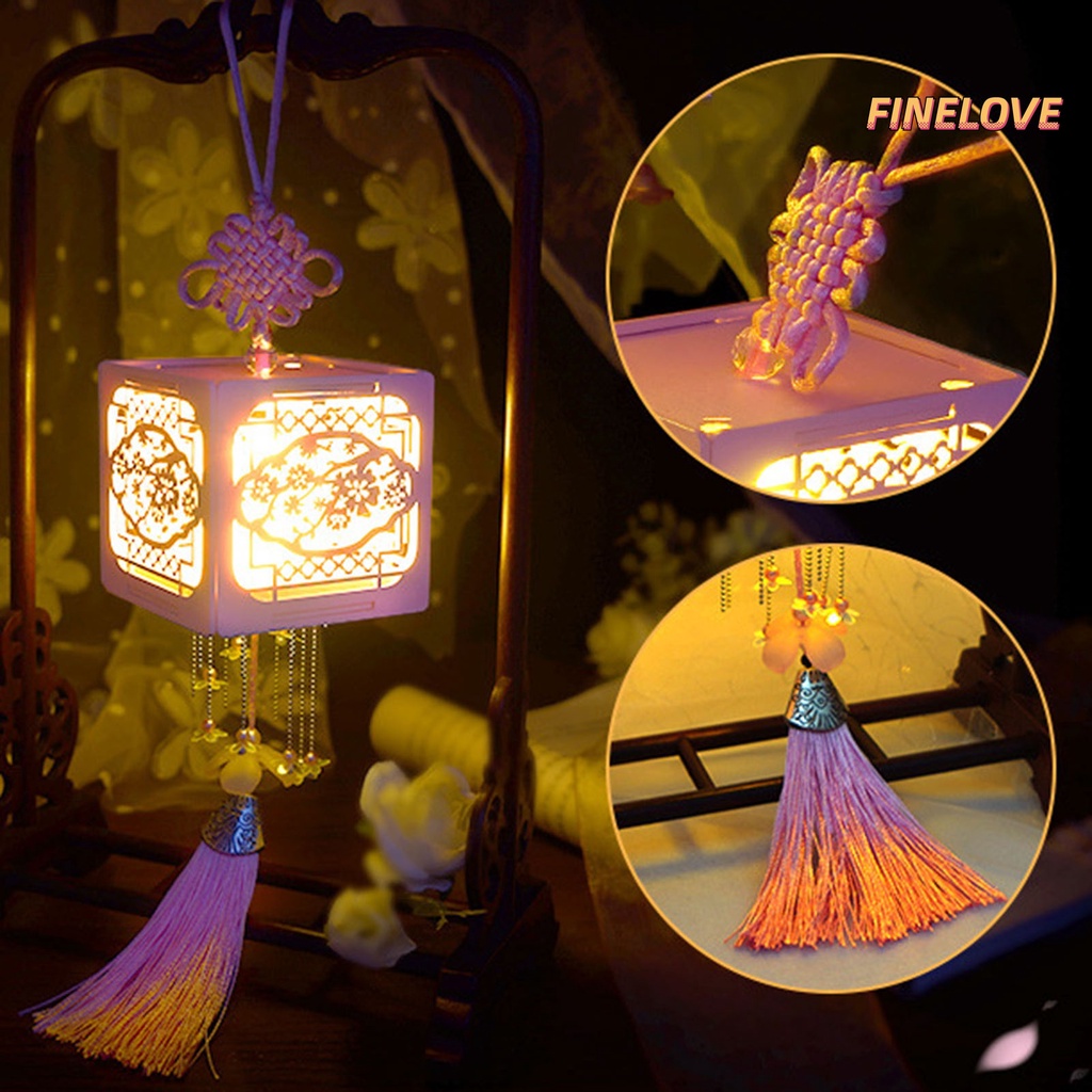 Finelove Bộ Hộp Đèn Trung Hoa Cổ Điển Bằng Gỗ Bắt Mắt Thủ Công Trang Trí Giáng Sinh