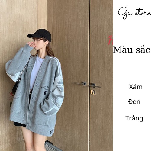 Cardigan in logo chữ brcon dài tay phong cách Unisex Ảnh Thật Cuối