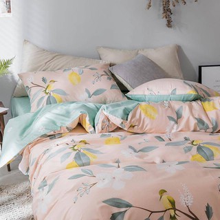 Bộ chăn ga gối cotton đũi chim hoàng yến